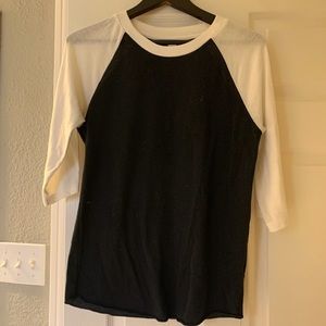 Boutique Black and Cream Baseball Tee
